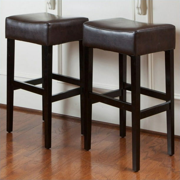 Rodriguez Backless Bar Stools, Brown Leather Barstool