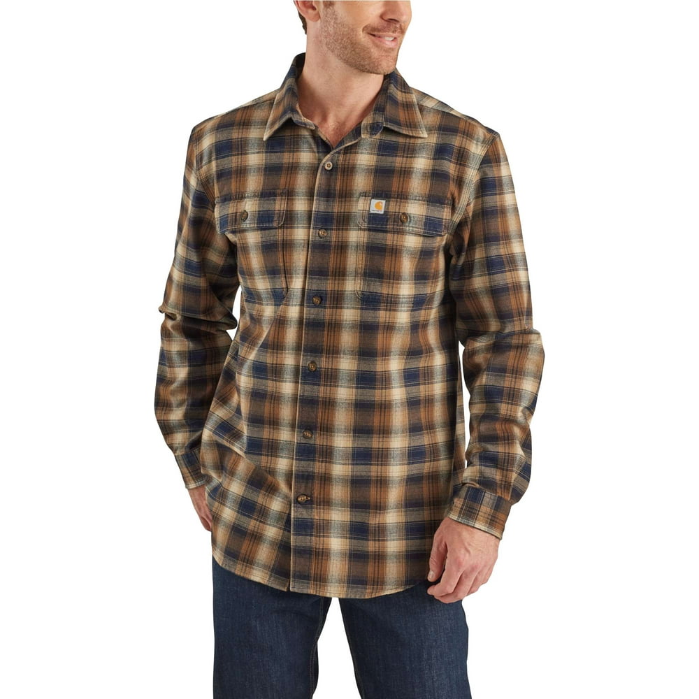carhartt men's hubbard plaid long sleeve button down shirt
