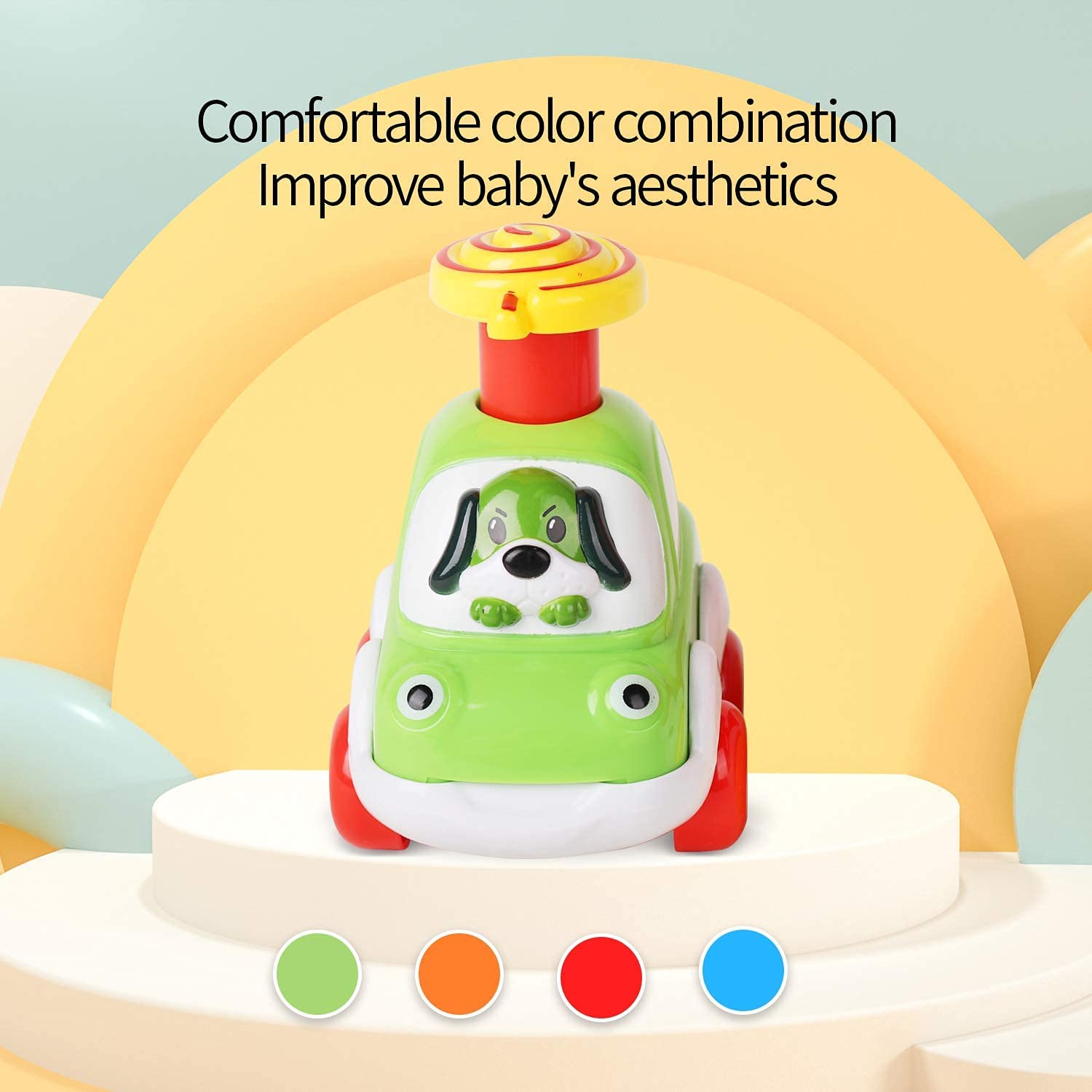 WQFSTORE Toddler Animal Car Toys 4-Pack Press and Go photo 3
