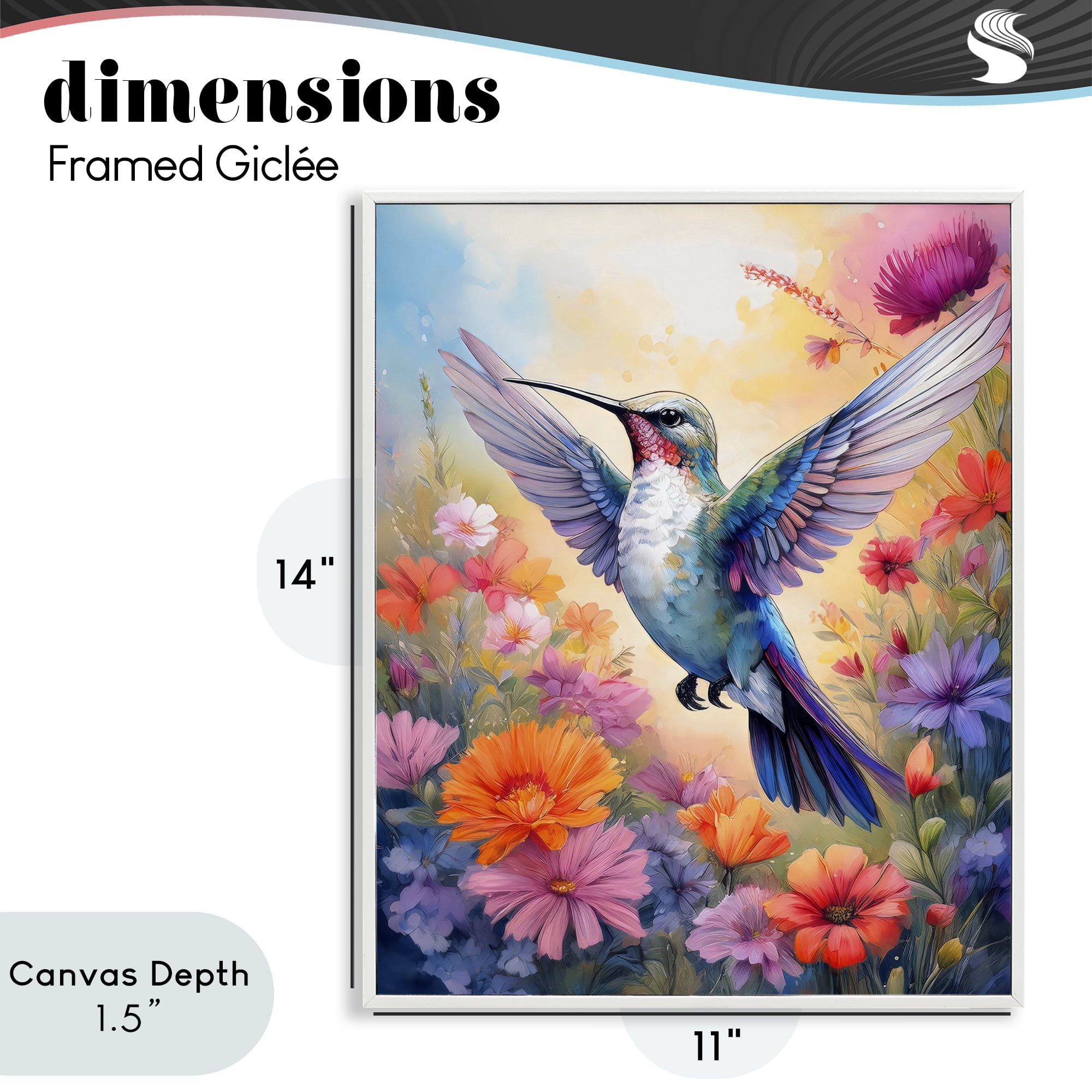 Stupell Industries Colorful Hummingbird in Bloom White Framed Giclee Art, design by Creative Studio