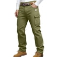 thumbnail image 2 of Vintage Cargo Pants for men with Multi Pockets and Straight Leg, Rugged Cargo Pants for Hiking Camping Fishing Outdoor Work Yard Tasks Weekend Adventures Trail Walks Army Green L, 2 of 4