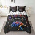 thumbnail image 2 of Erosebridal Balck Game Console Bed in a Bag Twin Size,Multicolor Graffiti Hippie Bed Set,Splatter Ink Bedding Twin Size For Boys,Super Cozy Bedroom Decor Reversible,7 Pieces, 2 of 7