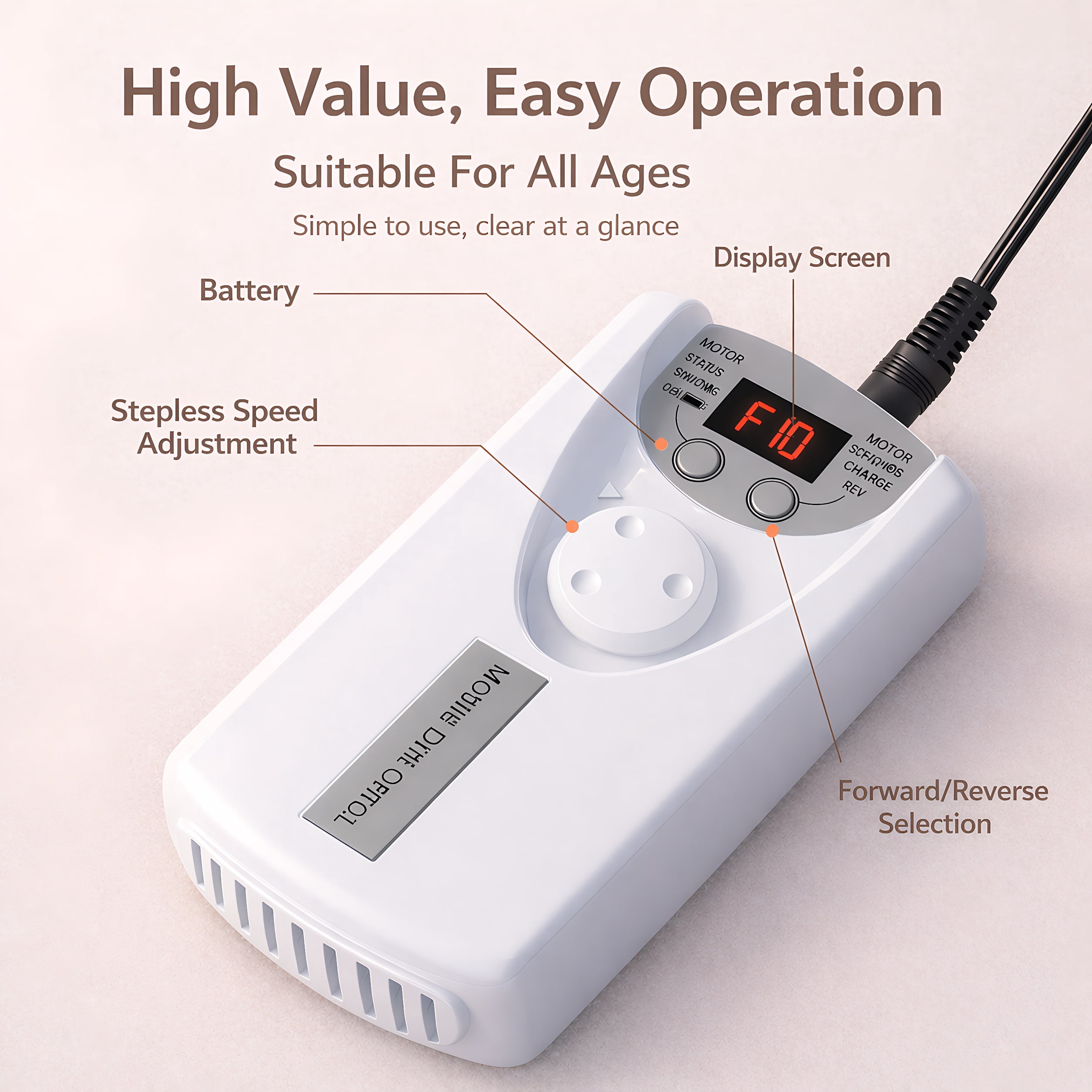 STARBIAO Electric Nail Drill Kit 40000 RPM, Rechargeable Cordless Nail File with LCD Display, Low Heat Low Noise Low Vibration, E-File for Acrylic Gel Nails, Manicure Pedicure for Home Salon