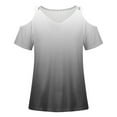 thumbnail image 3 of Cavosen Womens Summer Shirts Short Sleeve Cold Shoulder Sleeve V-Neck Pullover Shirts Gradient Ring Hole T Shirt Fashion Tunic Blouses Tees Tops Baggy Leisure Regular Fit Gray S, 3 of 4