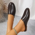 thumbnail image 4 of KEGIRLOM Women's Fashionable Casual Versatile Spring And Summer Plus Size Shoes Solid Color Round Toe Closed Toe One-Foot Flat Mules Brown 7.5, 4 of 9