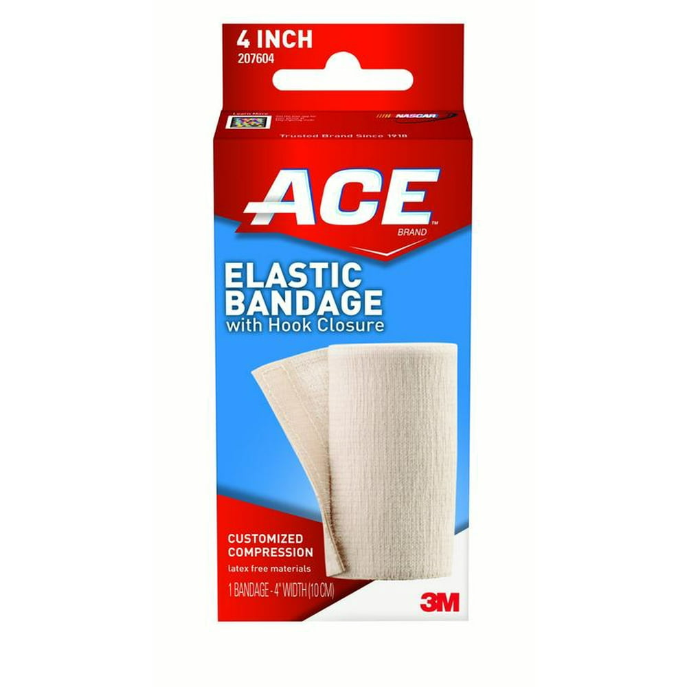 ACE Elastic Bandage, 4 Inch Width, Standard Compression, Single Hook