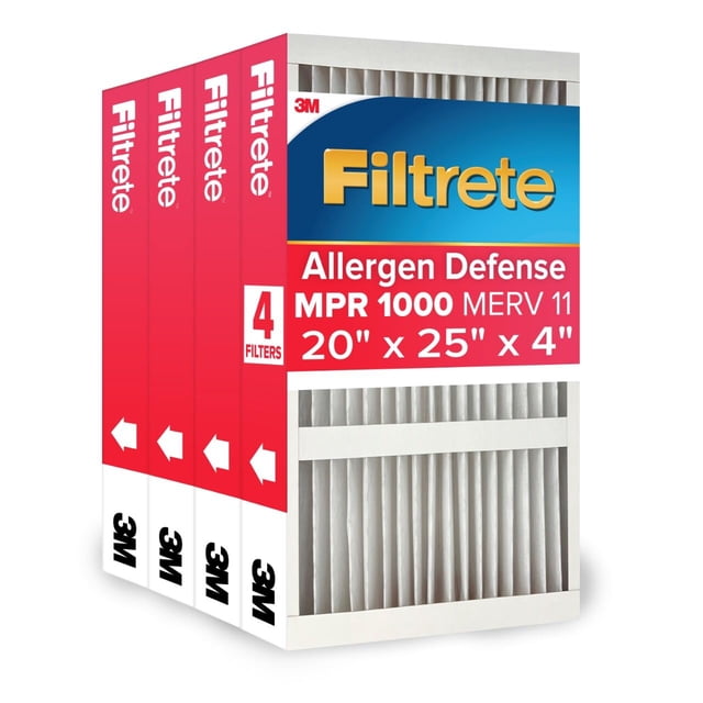 Filtrete 20x25x4 AC Furnace Air Filter, MPR 1000, MERV 11, Fits Honeywell & AprilAire Space-Gard, Allergen Defense, Electrostatic Air Cleaning Filter
