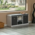 thumbnail image 2 of MDF Storage Box Shoe Bench with 2 Shelves, Foldable Baskets and a Gray Cushion, White, 2 of 6