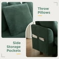 thumbnail image 5 of 83" Upholstered Sectional Couch Sofa with Storage Ottoman, 4 Seat L Shaped Couch with Side Storage Pockage & 6 Throw Pillows, Chenille Small Couches for Living Room, Apartment and Small Space, Green, 5 of 9