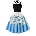 thumbnail image 6 of Hvot&aat Women 50s Vintage Cocktail Swing Dress Halter Neck A-Line Dresses Prom Tea Party Dress, 6 of 6