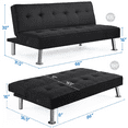 thumbnail image 4 of Alden Design 66" Modern Fabric Convertible Futon Sofa Bed with USB, Black, 4 of 14