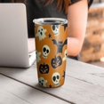 thumbnail image 4 of 20oz Tumblers Halloween Ghosts Skulls Bats and Pumpkins Stainless Steel Vacuum Insulated Double Wall Travel Tumbler Cups Mug with Lid and Straw,Cleaning Brush for Cold & Hot Drinks, 4 of 7