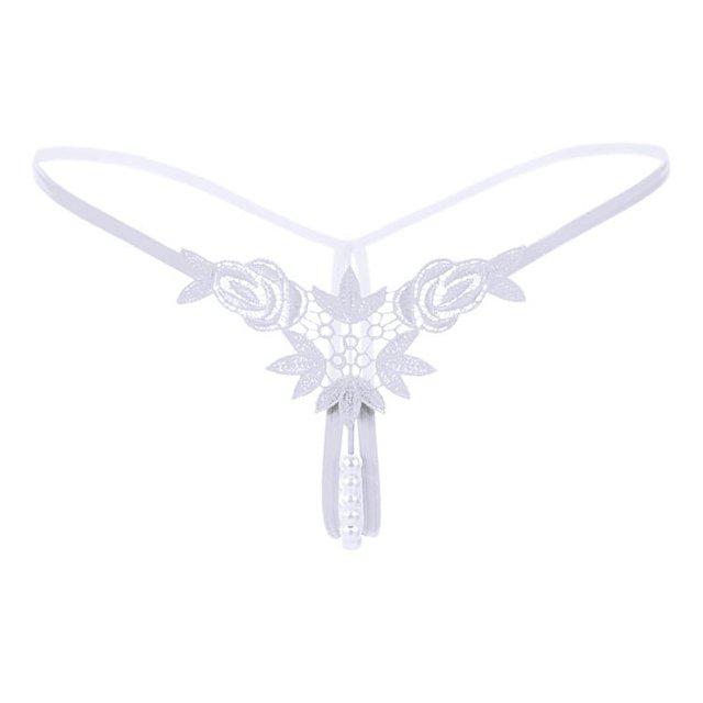 Ropa interior sexual tridimensional con perlas y flores disueltas en el agua para mujer, tangas con cintura baja y perspectiva sexy