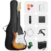 Donner Electric Guitar for Beginner 39in Starter Kit w/Case, Amp, Tuner, Bag, Strap, Sunburst