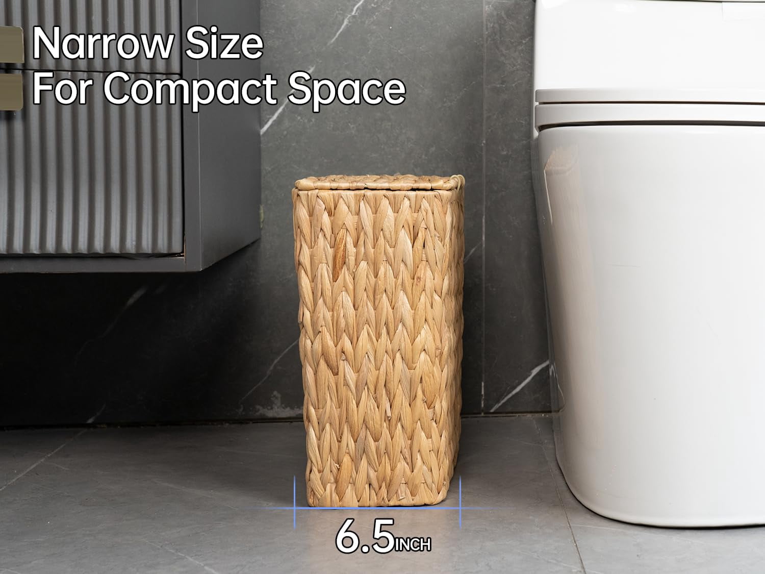Water hyacinth Wicker Trash Can 3 Gallon Small Bathroom Bedroom Use