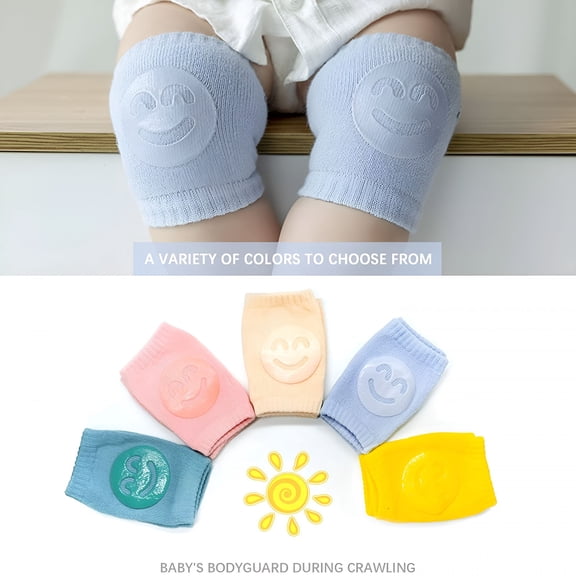 TELOLY Baby Crawling Anti-Slip Knee Pads, Unisex Baby Toddlers Kneepads 5 Pairs