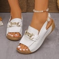 thumbnail image 7 of Bkhluea Women Chain Buckle Wedge Ankle Strap Sandals Slip On Comfortable Footwear For Casual Outdoor Party Daily Activities, 7 of 7