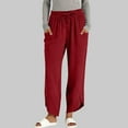 thumbnail image 2 of Diufon Linen Pants Women Wide Leg High Waisted Drawstring Boho Palazzo Pants Casual Summer Beach Pant with Pockets, 2 of 7