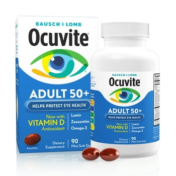 Ocuvite®  Adult 50+ Eye s and Mineral Supplements with Lutein, Zeaxanthin and Omega-3–fromBausch + Lomb –90 Soft Gels