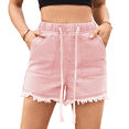 thumbnail image 1 of Shorts Vaqueros de Mezclilla con Cintura Elástica y Cordón Ajustable para Mujer Rosa M, 1 of 9