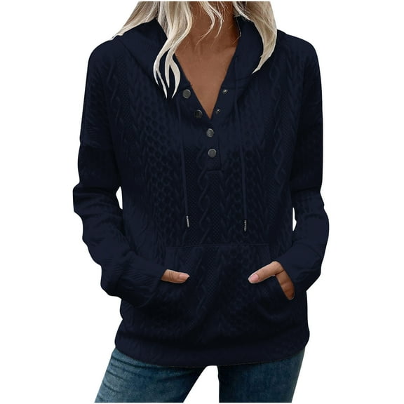 purcolt Hoodies for Women Casual Solid Long Sleeve Twists Knit Sweaters Drawstring Oversized Sweatshirts Hooded Pullover Tops with Pocket