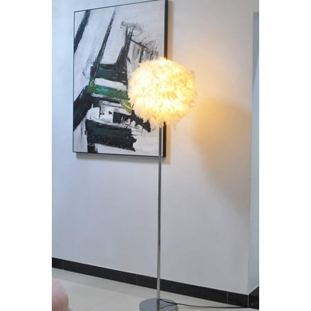 Surpars House Elegant White Feather Floor Lamp with On/Off Switch in Line