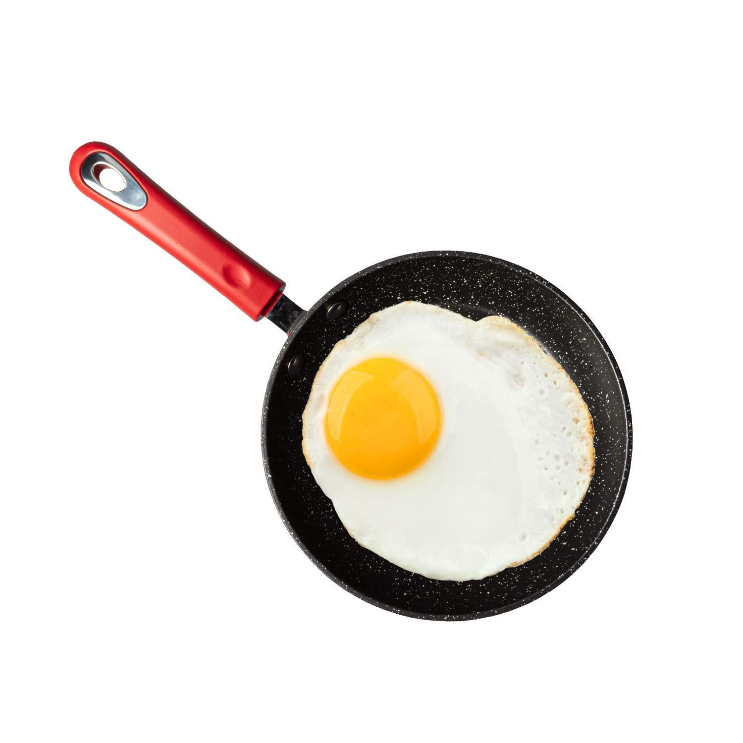 Millvado 8' Nonstick Frying Pan: Small Skillet With Heavy Duty Non Stick Coating - Red Silicone Handle - Induction Compatible Frypans