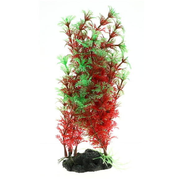 Unique Bargains 1 Pcs Aquarium Plant Tree Decorations Fish Tank Aquatic Plant Green Red 7.87"