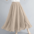 thumbnail image 2 of Womens Plus Size Maxi Skirt Long Skirts for Women Trendy Elastic Waist Boho Skirts Casual Vacation Solid Color High Waisted Womens Vacation Beach Long Skirts, 2 of 5