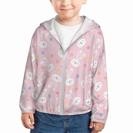 

Gaeub Easter Cute Rabbit Print Athletic Sun Protection Hoodie for Kids Long Sleeve Outdoor UV Shirt Running Fishing Top for Boys Girls-3 Years