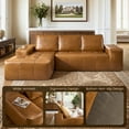thumbnail image 4 of XIZZI 106.3" Modular Sectional Sofa, Luxe Synthetic Leather Sofa with High Density Foam and Pocket Springs, No Assembly, Cloud Boneless Couch for Living Room, Left Chaise, Brown, 4 of 9