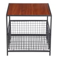 thumbnail image 4 of Favory Tall End Table with Metal Basket,Nightstand with Shelf Storage Organizer, Wood Night Stand with Metal Frame, Waterproof for Bedroom, Living Room, Bathroom, 4 of 13