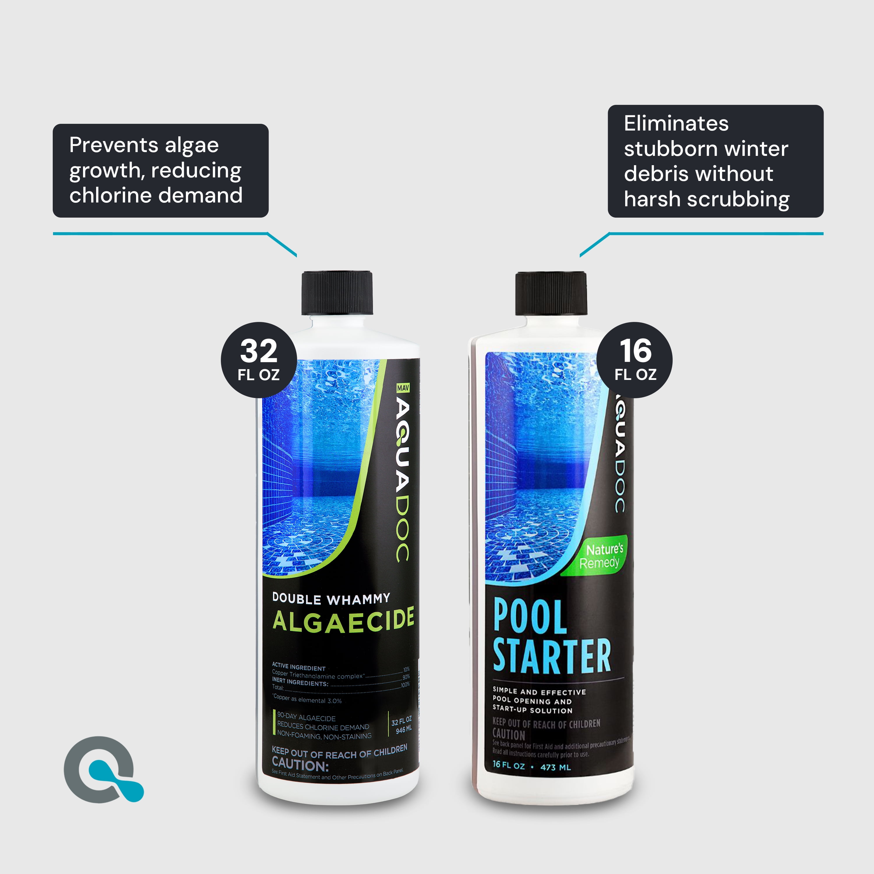 Pool Opening Kit - Pool Starter Kit for Inground Pool & Above Ground Pool Chemical Starter Kit to Open Your Pool - AquaDoc Pool Start Up Chemical Kit Designed for 15000 to 20000 Gallon Pool