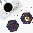 thumbnail image 4 of Naloa Colorful Shells Leather Coasters for Drinks, Durable Drink Coasters 4 Set for Tabletop Protection, Luxurious Home Décor and Housewarming Gift ( {designName})Hexagon, 4 of 6