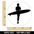 thumbnail image 2 of Surfer Surfing Walking with Surfboard Silhouette Self-Inking Rubber Stamp Ink Stamper - Yellow Ink - Small 3/4 Inch, 2 of 7