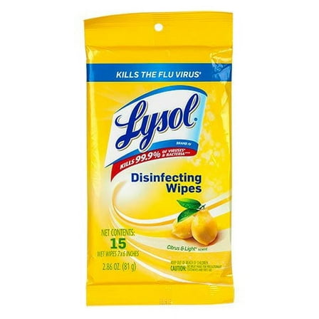 Lysol Disinfecting Wipes, Lemon & Lime Blossom, 15 Count (2 Pack)