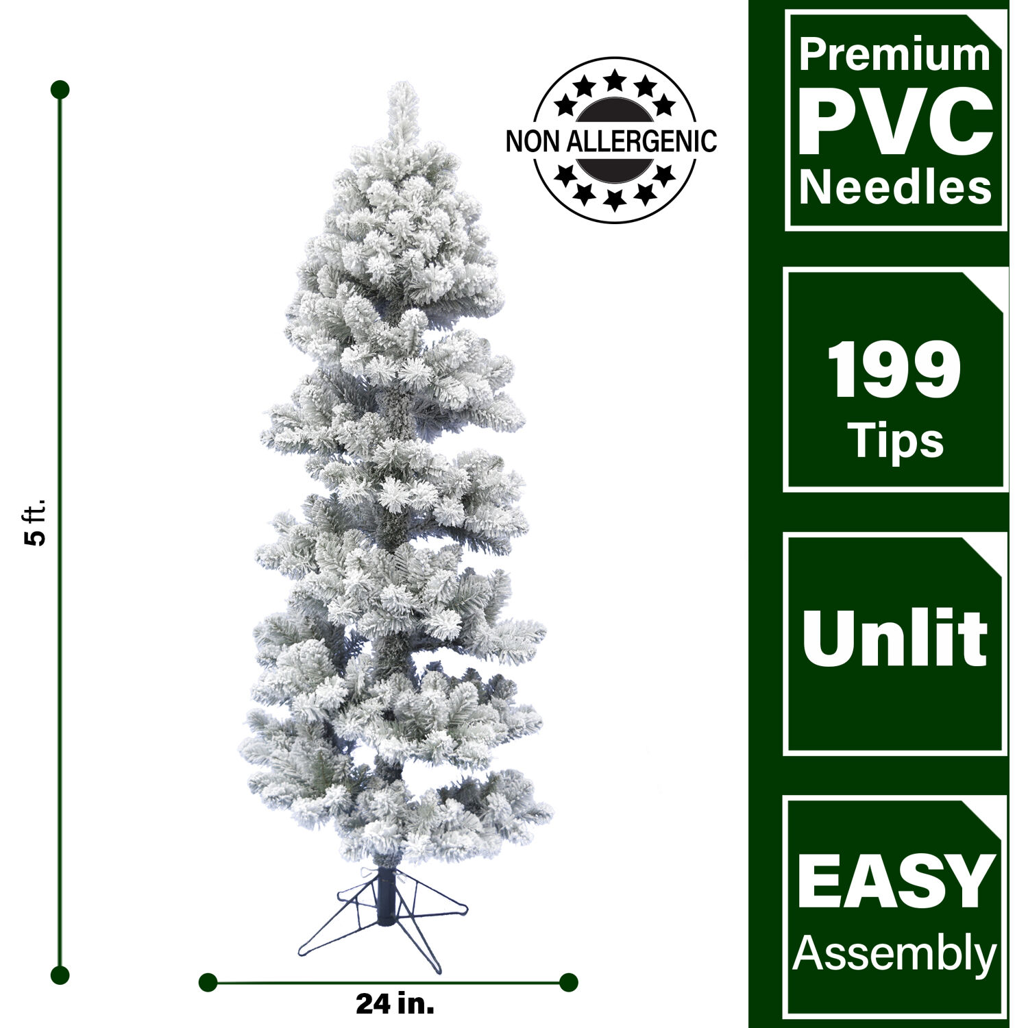 Fraser Hill Farm 5-Ft Set of 2 Snowy Spiral Porch Tree in Metal Base, No lights - image 3 of 5