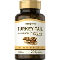 Turkey Tail Mushroom 1200 mg (per serving) | 200 Quick Release Capsules | Non-GMO, Gluten Free | By Piping Rock