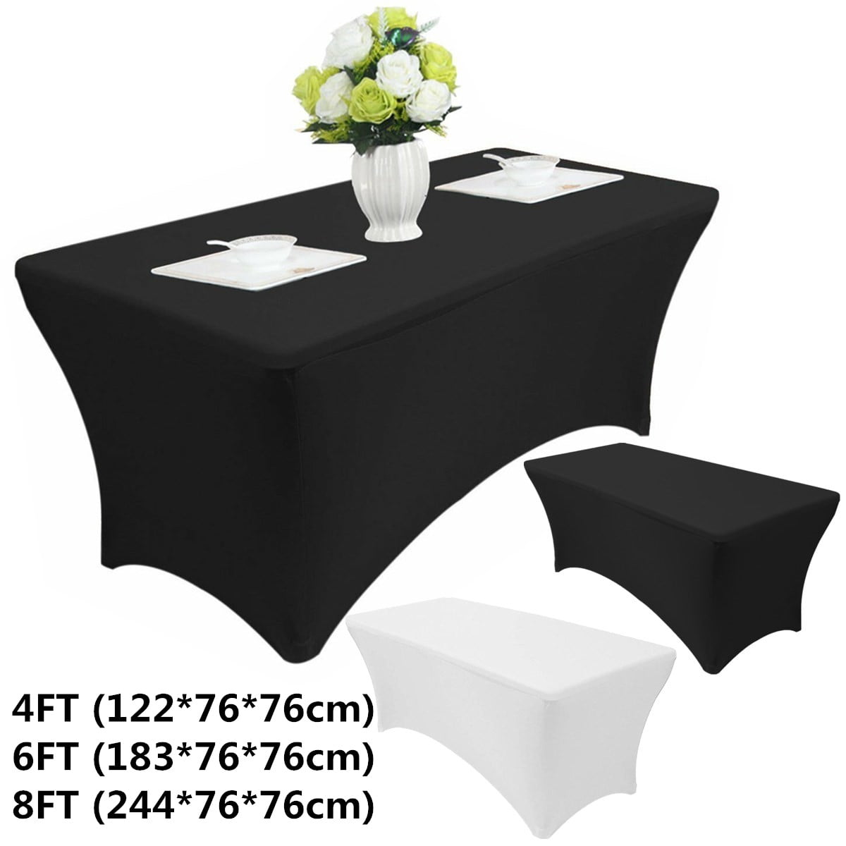 6FT Rectangular Spandex Stretch Tight Fit Table Cover Lycra Trestle Tablecloth