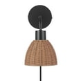thumbnail image 6 of Globe Electric Briar 1-Light Matte Black Plug-in or Hardwire Indoor Wall Sconce with Rattan Shade, 6 of 9