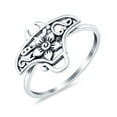 thumbnail image 3 of Tropical Stingray Flower Ring 925 Sterling Silver Size 4, 3 of 6