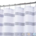 thumbnail image 2 of Haperlare Fabric Shower Curtain 72"W x 72"L Waffle Weave Textured Waterproof Shower Curtain Striped Design Rust-Resistant for Bathroom, Navy Blue, 2 of 6