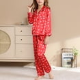 thumbnail image 4 of Esho Big Boys Girls Pajamas Sets, Kids Satin Silk Sleepwear Set, Little Gilrs Boys Cute Printed Pajamas Sets, Children Button Down Tops+Sleep Pants, 5-12 Years, 4 of 5