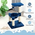 thumbnail image 3 of Pefilos 25" Cat Scratching Post, Sisal Rope Scratcher Tree with Hammock and Dangling Ball, Multi-level Cat Tree for Kittens and Adult Cats, Blue, 3 of 9
