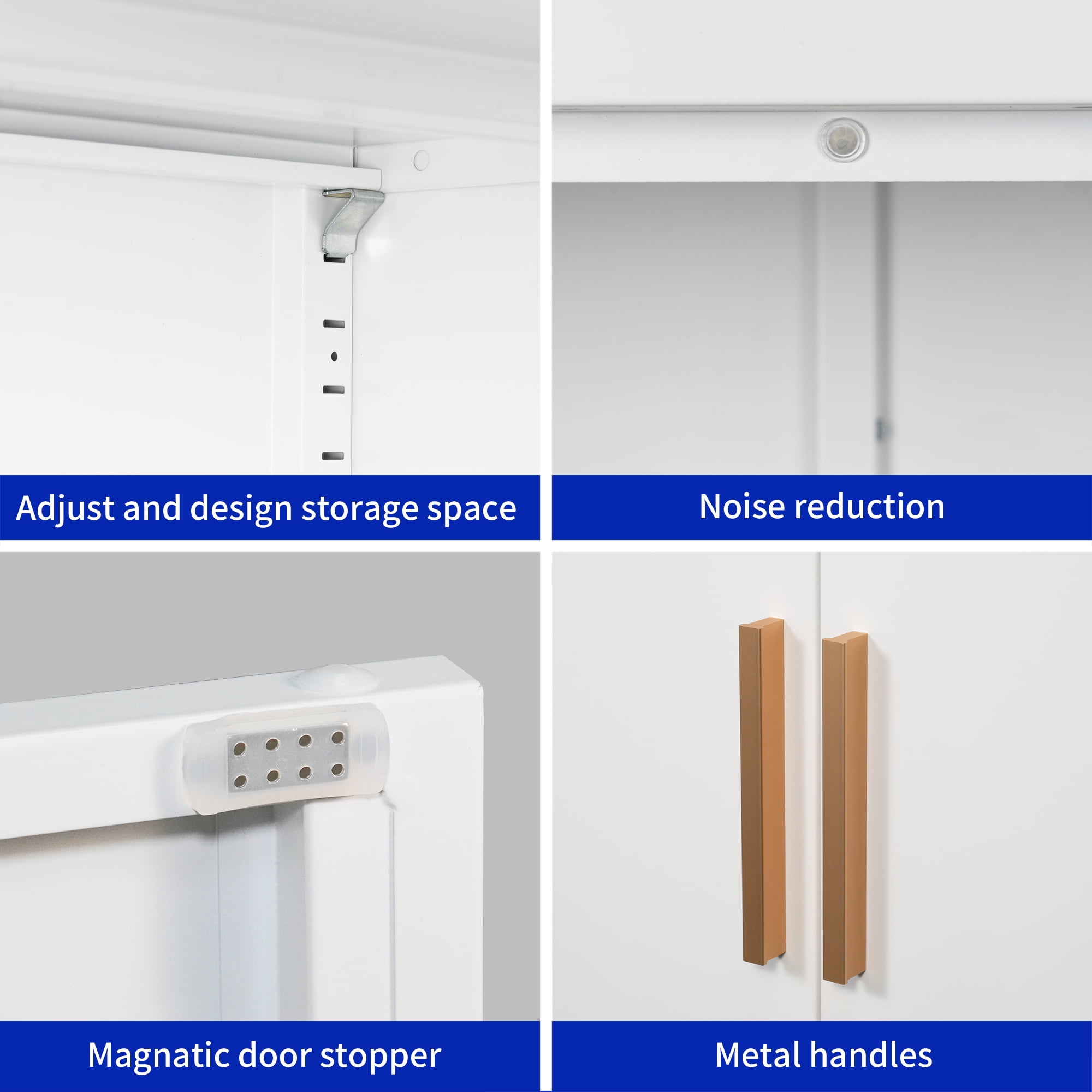 Metal Storage Cabinet with Doors and Adjustable Shelves, Steel Garage Storage Cabinet