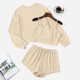 thumbnail image 2 of Pijama mujer Gibobby Conjunto de pantalones cortos sueltos de manga larga con cuello redondo Blanco L, 2 of 3