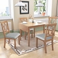 thumbnail image 3 of Foldable Dining Table Set with 4 Pieces Chairs, Smooth Surface Wood Dinette Set, Solid Acacia Wood Rectangular Breakfast Table with Solid Wood Legs for Dining Room, Natural, 3 of 8
