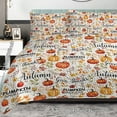 thumbnail image 3 of Pumpkin Autumn Leaves Design Quilt Set 3 Pieces King Size All Seasons Bedding Quilt Bed Set with 2 Pillowcases for Kids Teens Adults Bedroom Decor Thanksgiving, 3 of 12