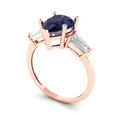 thumbnail image 2 of 2.5 ctw 3 Stone Anniversary Ring for Women | Pear Cut Simulated Blue Sapphire | Hyperallergenic Solid 14K Rose Gold, 2 of 5