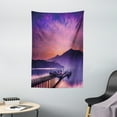 thumbnail image 1 of Landscape Tapestry, Asian Seashore in Nantou Taiwan Majestic Cloudy Sky Scenery Lake Boats Mountain, Wall Hanging for Bedroom Living Room Dorm Decor, 40W X 60L Inches, Pink Purple, by Ambesonne, 1 of 2